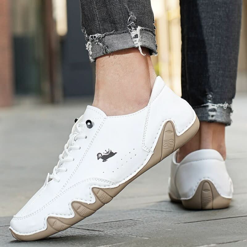 Mens Casual Shoes Barefoot Walking Lace Up Leather Low Top Sneakers Everyday - Image 4
