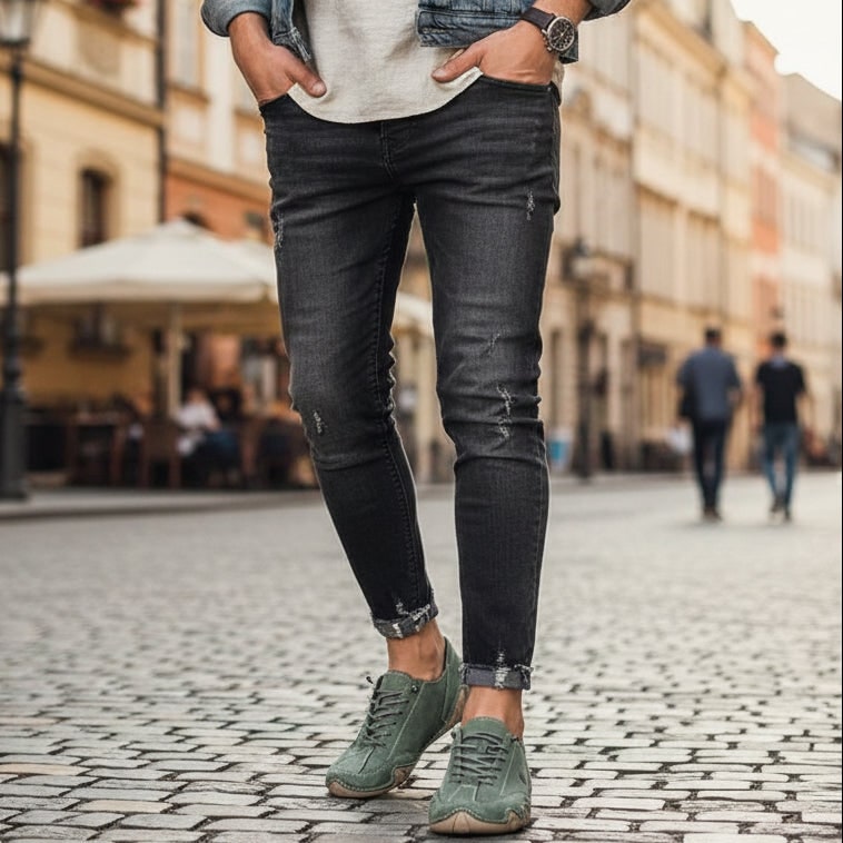 Mens Casual Shoes Barefoot Walking Lace Up Leather Low Top Sneakers Everyday - Image 5
