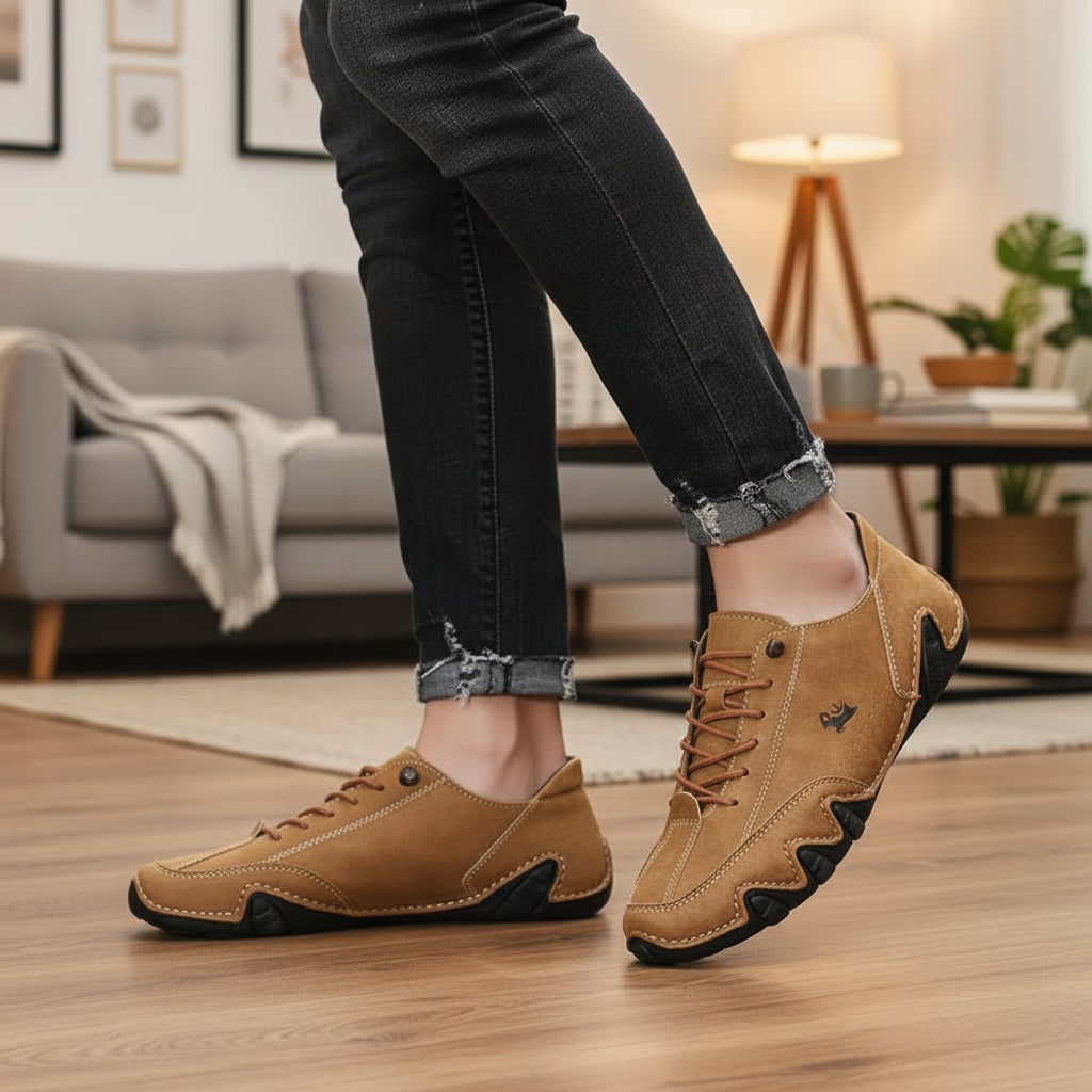 Mens Casual Shoes Barefoot Walking Lace Up Leather Low Top Sneakers Everyday - Image 6