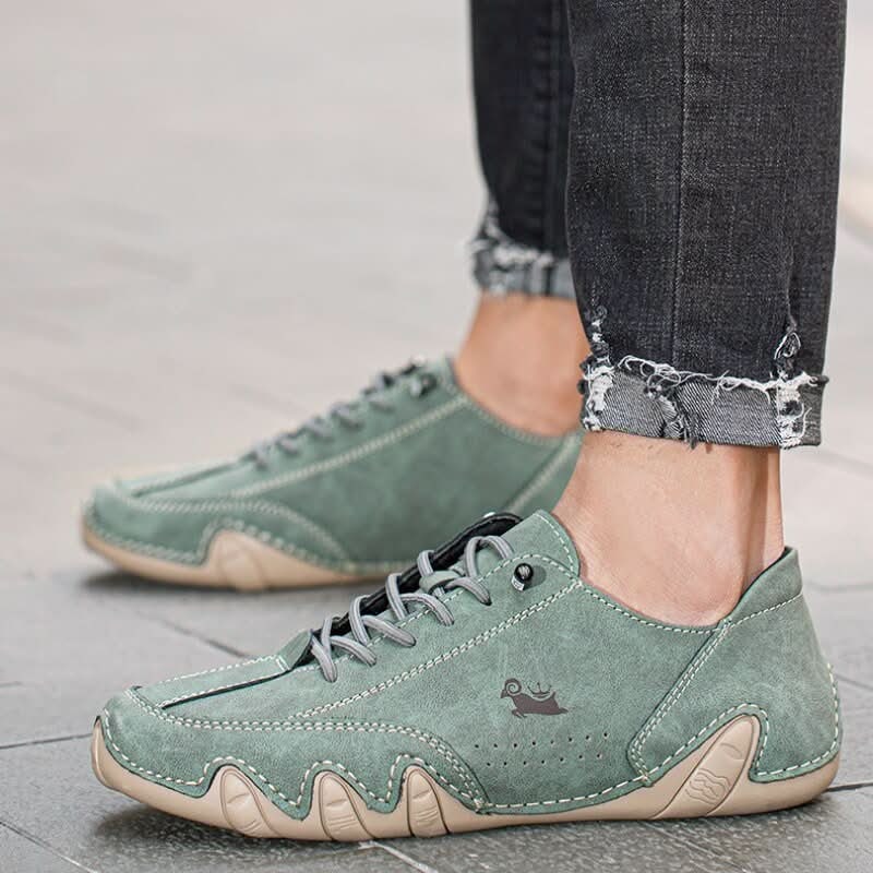 Mens Casual Shoes Barefoot Walking Lace Up Leather Low Top Sneakers Everyday - Image 8