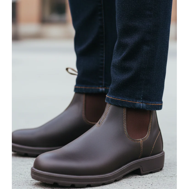 Men's Chelsea Boots with Leather Upper Waterproof Slip-On Design and Dual Pull Tabs - Image 2