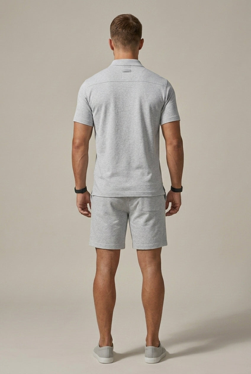 Men's Short Sleeve Button Shirt and Drawstring Shorts Set — side view
