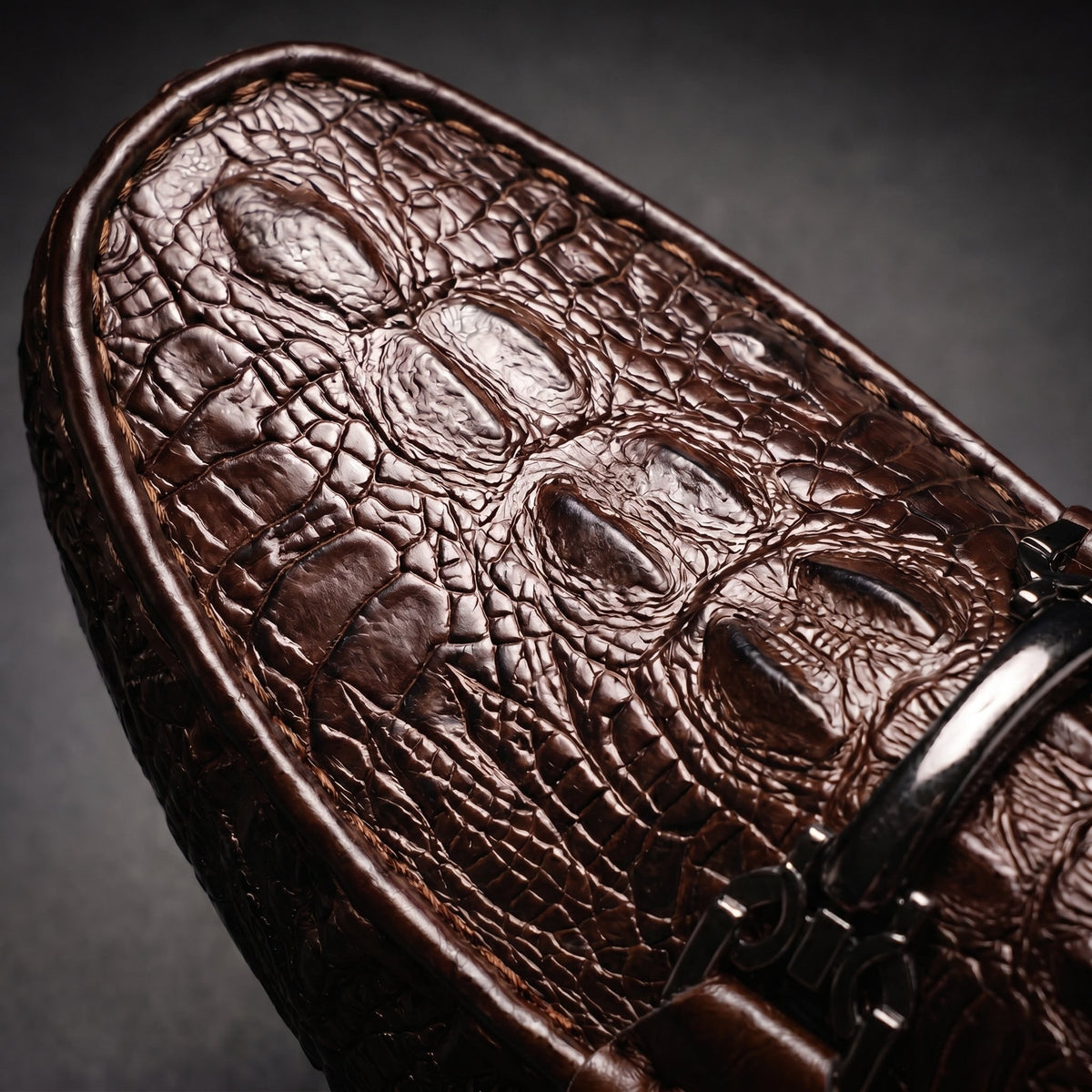 Men's Driving Loafers Slip on with Croc Embossed Leather and Metal Bit Detail Moccasin - Image 4