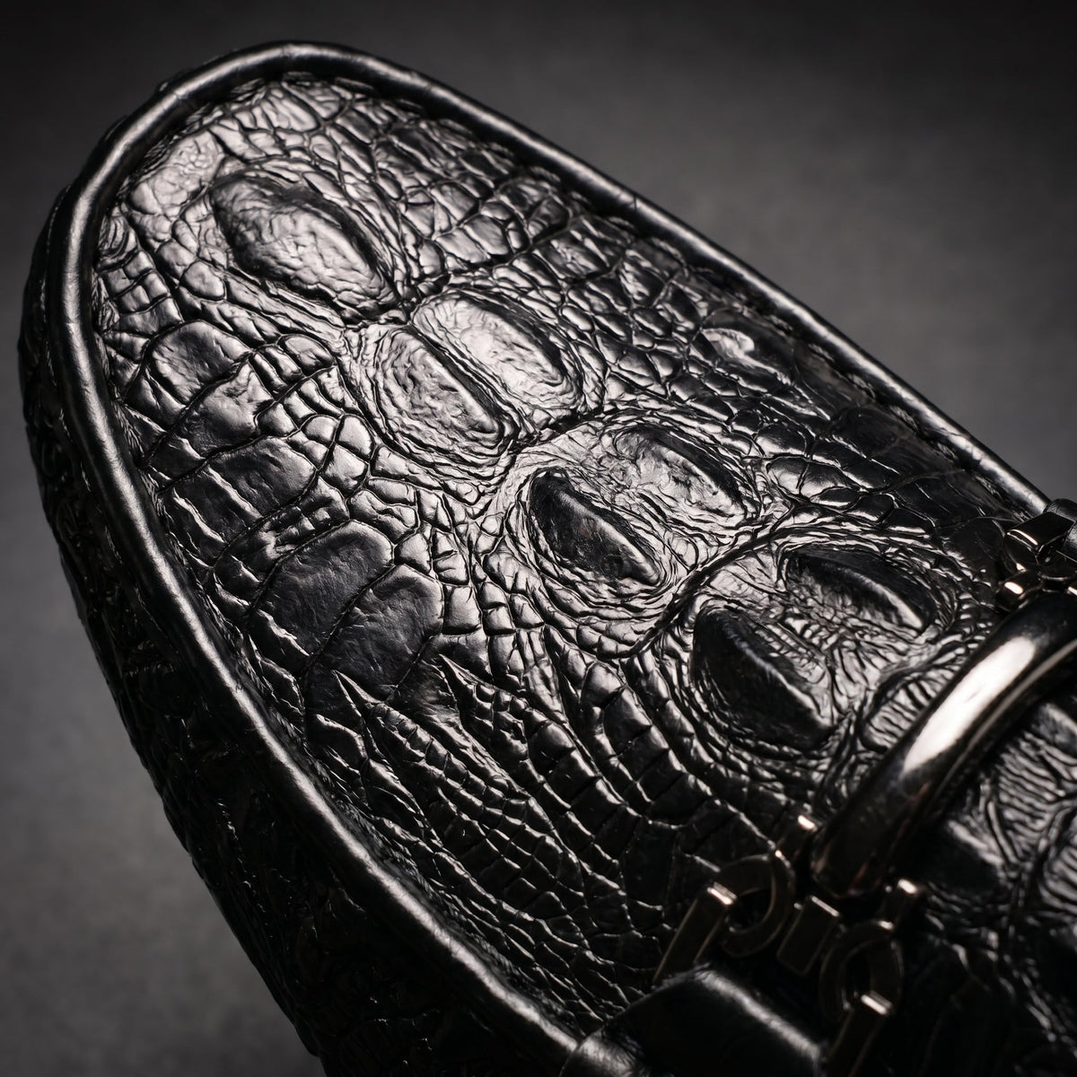Men's Driving Loafers Slip on with Croc Embossed Leather and Metal Bit Detail Moccasin - Image 8