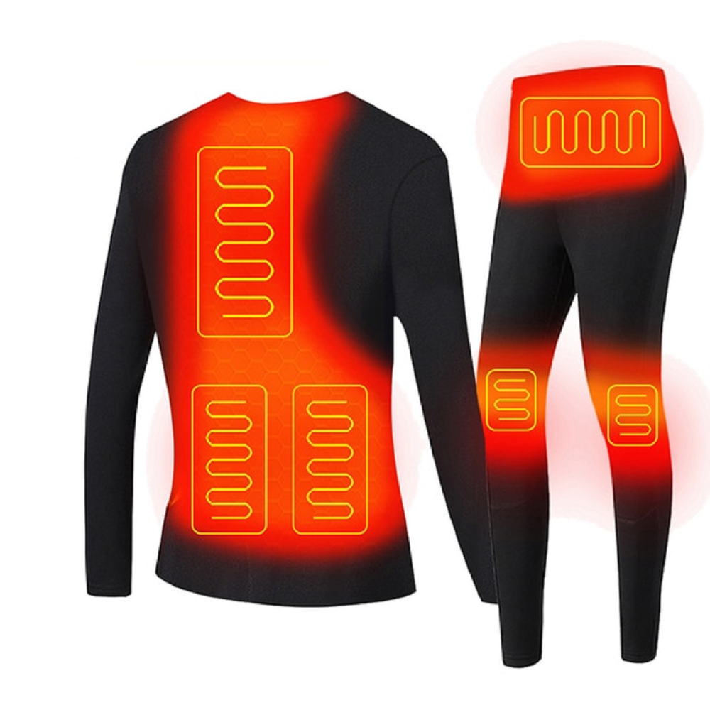 Men's Electric Heated Long Johns Thermal Underwear Set with USB Power and Stretchy Knit Fabric - Image 2