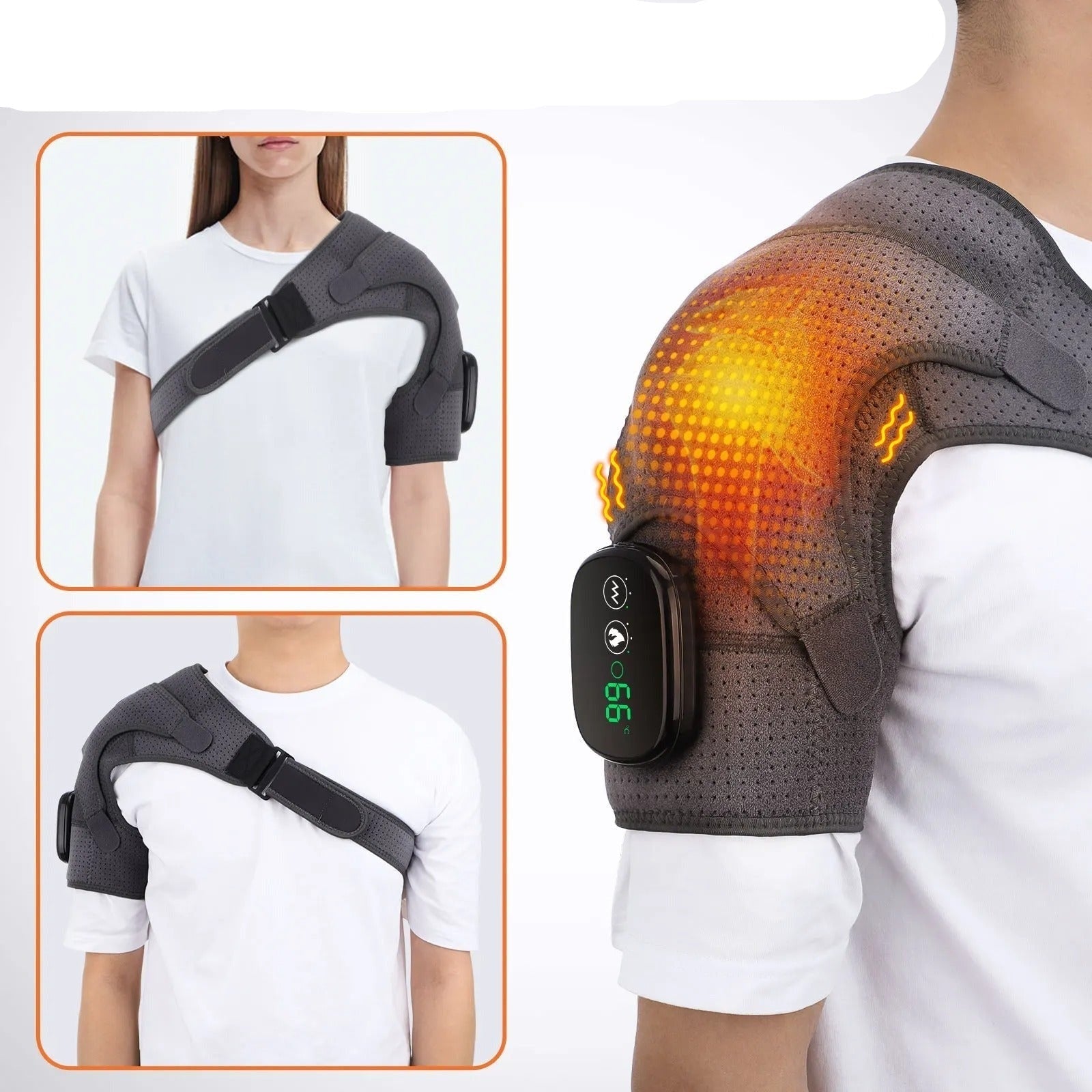 Men's Electric Shoulder Heating Pad with Moist Heat Vibration Massage and Portable Cordless Design - Image 5