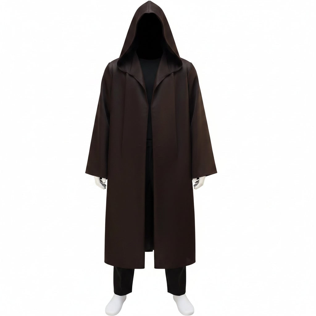 Men's Halloween Cosplay Jedi Costume Robe with Hooded Tunic and Pants Set - Image 2