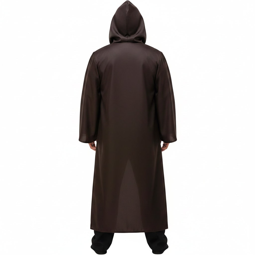 Men's Halloween Cosplay Jedi Costume Robe with Hooded Tunic and Pants Set - Image 4