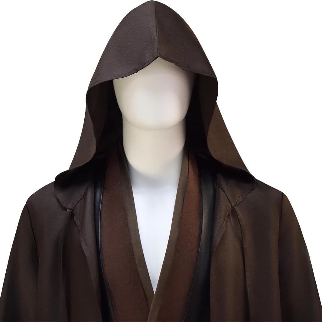 Men's Halloween Cosplay Jedi Costume Robe with Hooded Tunic and Pants Set - Image 5