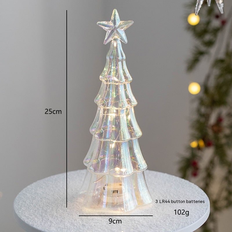 Men's Halloween Glass Pre-Lit LED Christmas Tree Tabletop Decoration with Mercury Finish and Star Topper - Image 1