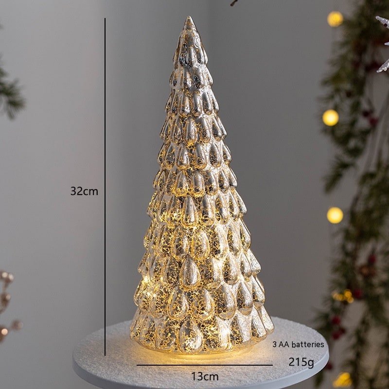 Men's Halloween Glass Pre-Lit LED Christmas Tree Tabletop Decoration with Mercury Finish and Star Topper - Image 10