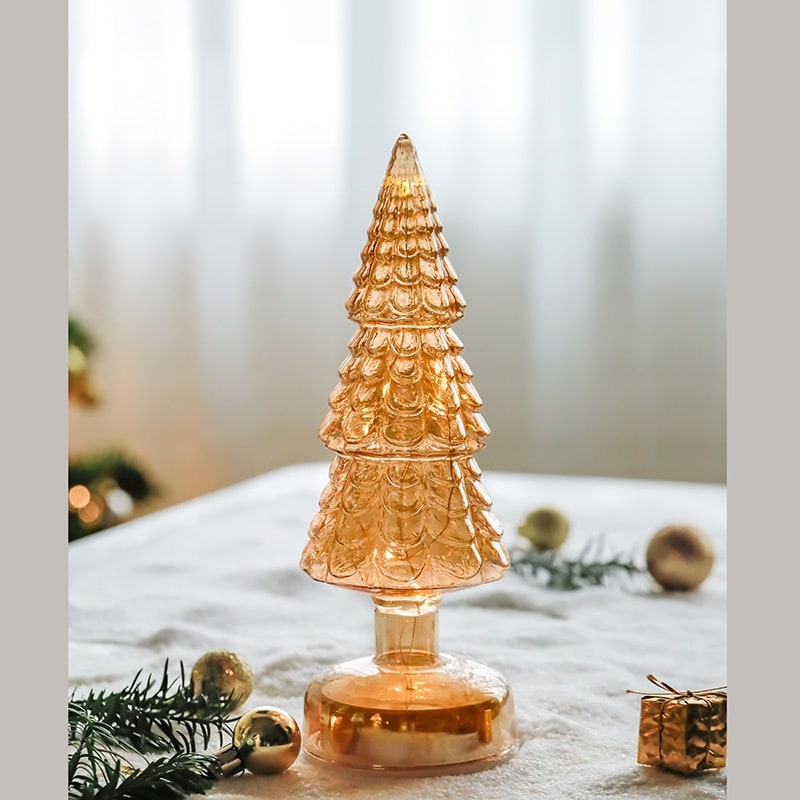 Men's Halloween Glass Pre-Lit LED Christmas Tree Tabletop Decoration with Mercury Finish and Star Topper - Image 17