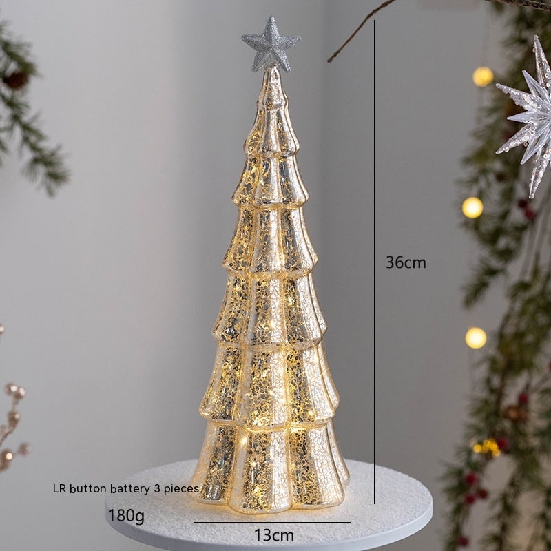 Men's Halloween Glass Pre-Lit LED Christmas Tree Tabletop Decoration with Mercury Finish and Star Topper - Image 21
