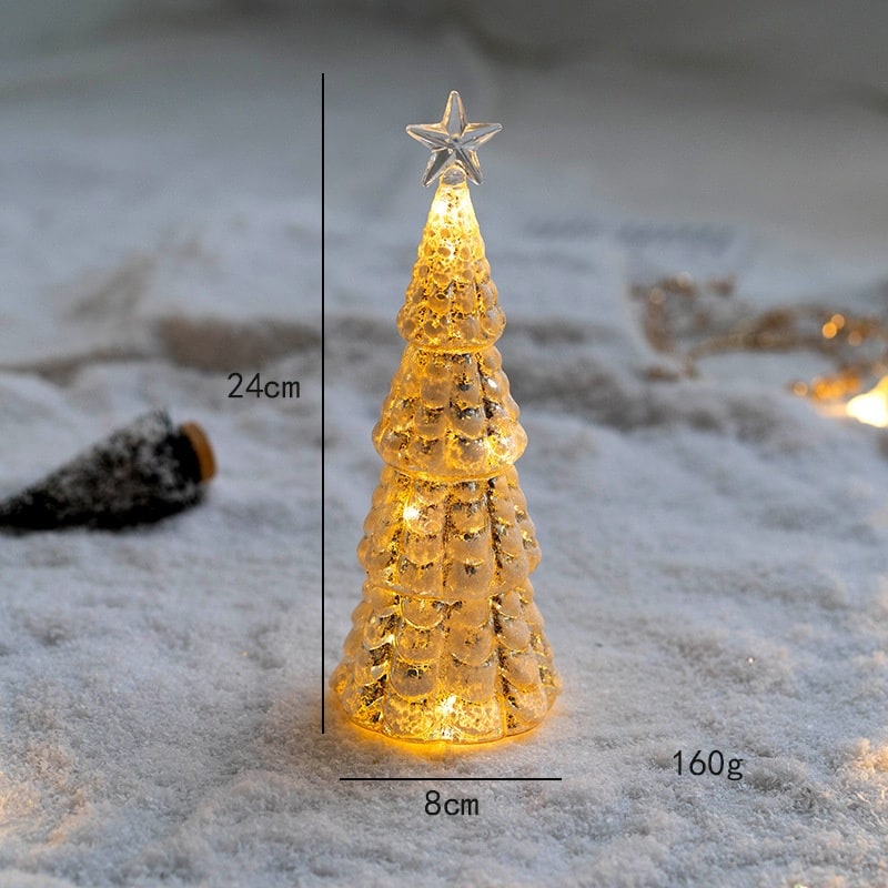 Men's Halloween Glass Pre-Lit LED Christmas Tree Tabletop Decoration with Mercury Finish and Star Topper - Image 24