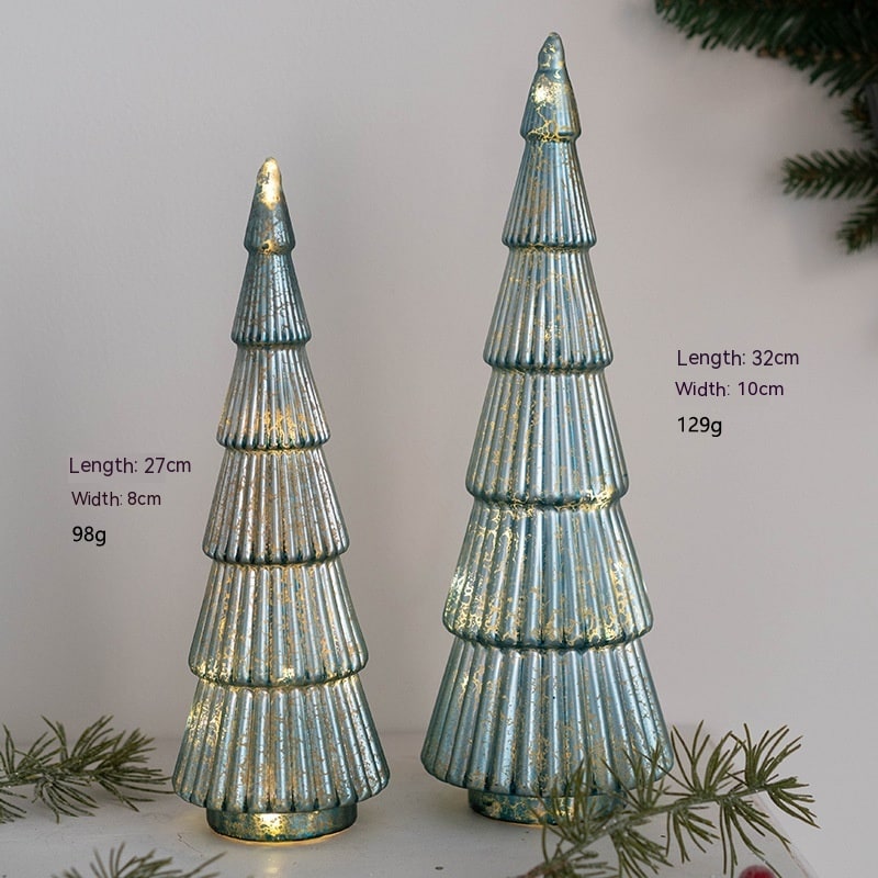Men's Halloween Glass Pre-Lit LED Christmas Tree Tabletop Decoration with Mercury Finish and Star Topper - Image 25