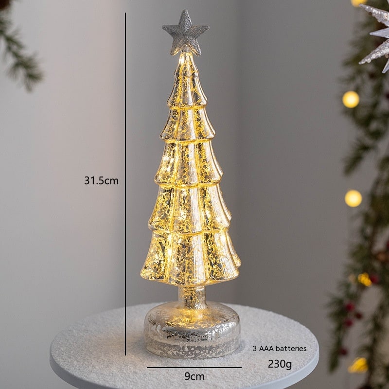 Men's Halloween Glass Pre-Lit LED Christmas Tree Tabletop Decoration with Mercury Finish and Star Topper - Image 26