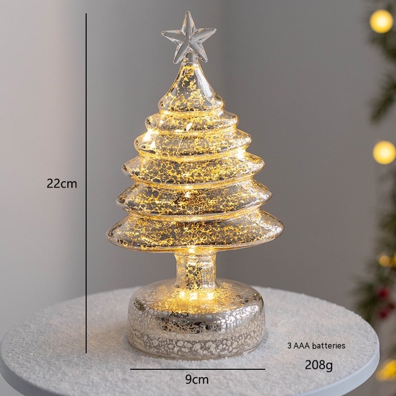 Men's Halloween Glass Pre-Lit LED Christmas Tree Tabletop Decoration with Mercury Finish and Star Topper - Image 3