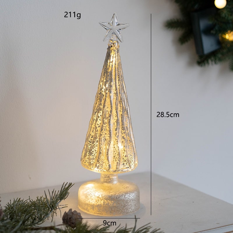 Men's Halloween Glass Pre-Lit LED Christmas Tree Tabletop Decoration with Mercury Finish and Star Topper - Image 4