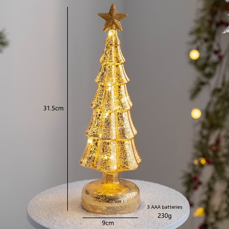 Men's Halloween Glass Pre-Lit LED Christmas Tree Tabletop Decoration with Mercury Finish and Star Topper - Image 5
