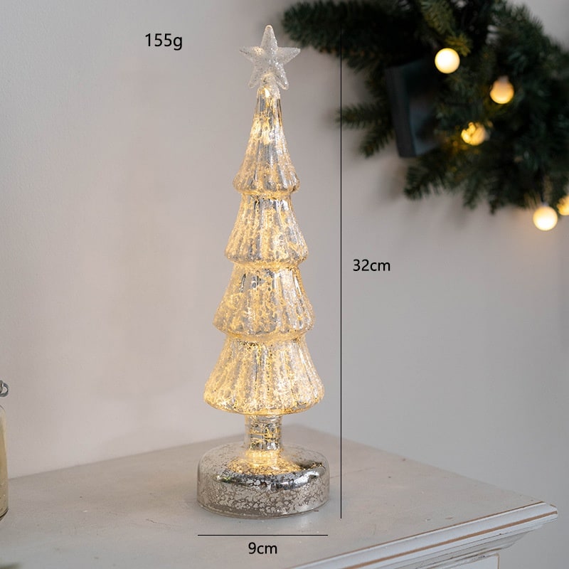 Men's Halloween Glass Pre-Lit LED Christmas Tree Tabletop Decoration with Mercury Finish and Star Topper - Image 6