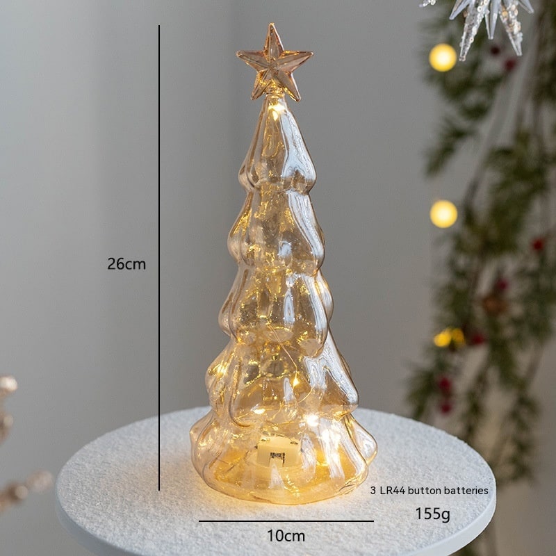 Men's Halloween Glass Pre-Lit LED Christmas Tree Tabletop Decoration with Mercury Finish and Star Topper - Image 9