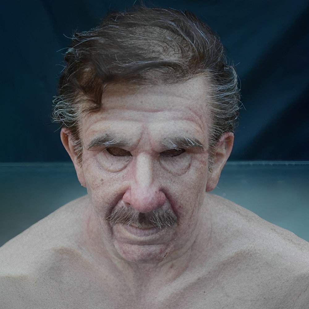 Men's Halloween Realistic Silicone Mask Old Man Hyper Face with Handpainted Details and Synthetic Hair - Image 14