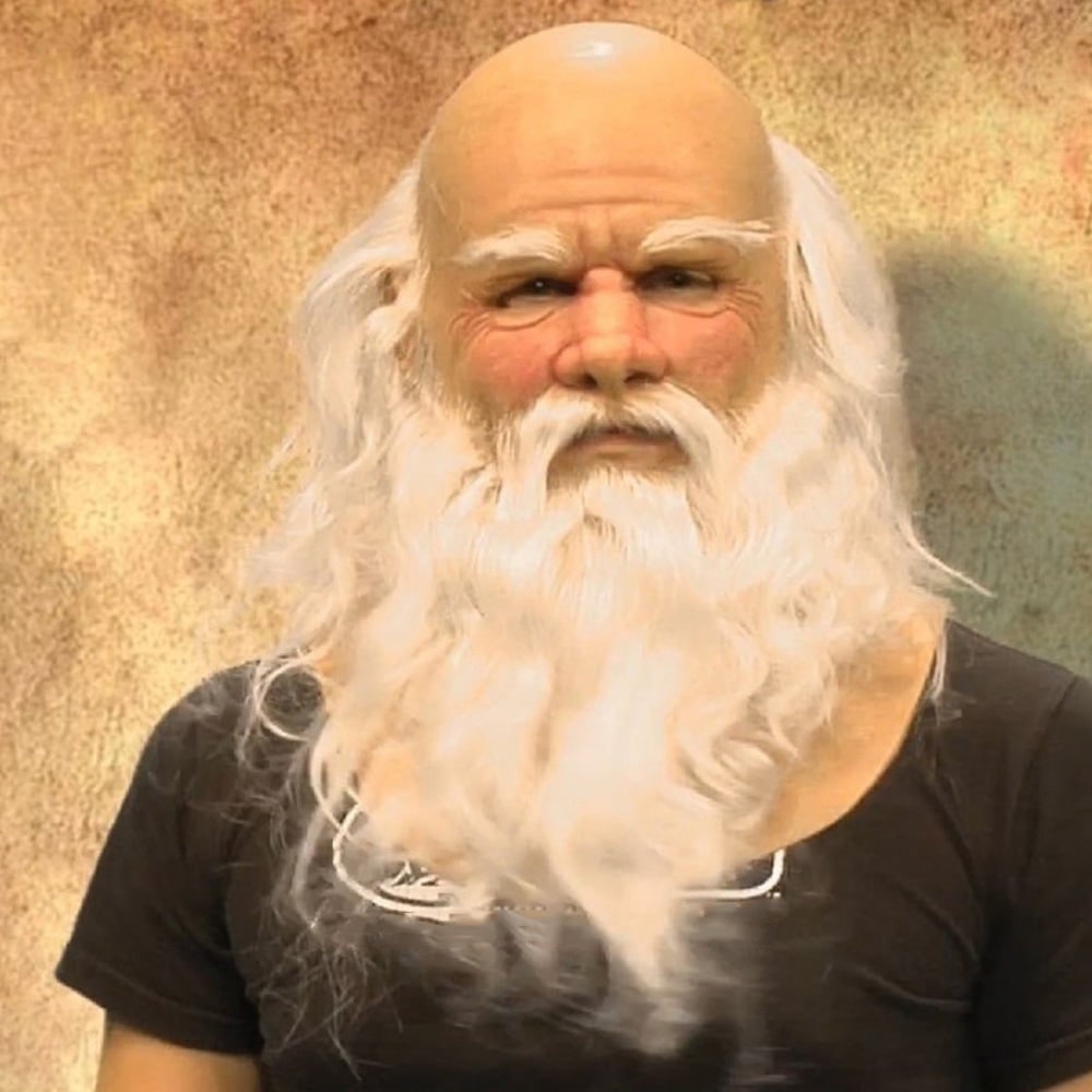 Men's Halloween Realistic Silicone Mask Old Man Hyper Face with Handpainted Details and Synthetic Hair - Image 9