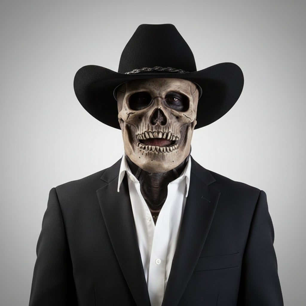 Men's Halloween Skull Mask with Creepy Exposed Brain Chest Plate Latex Full Head Day Of The Dead - Image 2