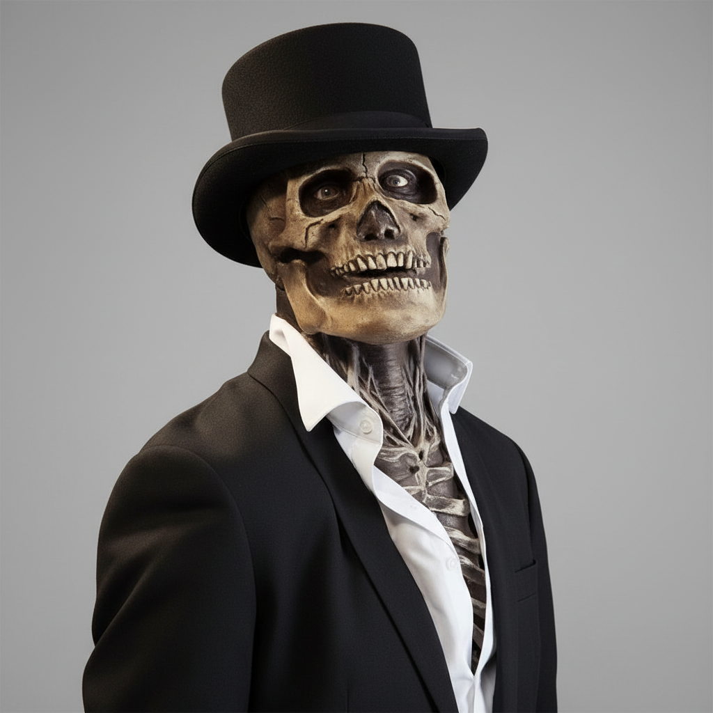 Men's Halloween Skull Mask with Creepy Exposed Brain Chest Plate Latex Full Head Day Of The Dead - Image 4