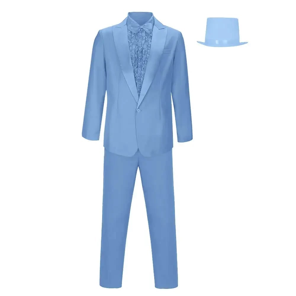 Men's Halloween Tuxedo Costume with Ruffled Shirt Bow Tie and Top Hat Party Outfit - Image 4