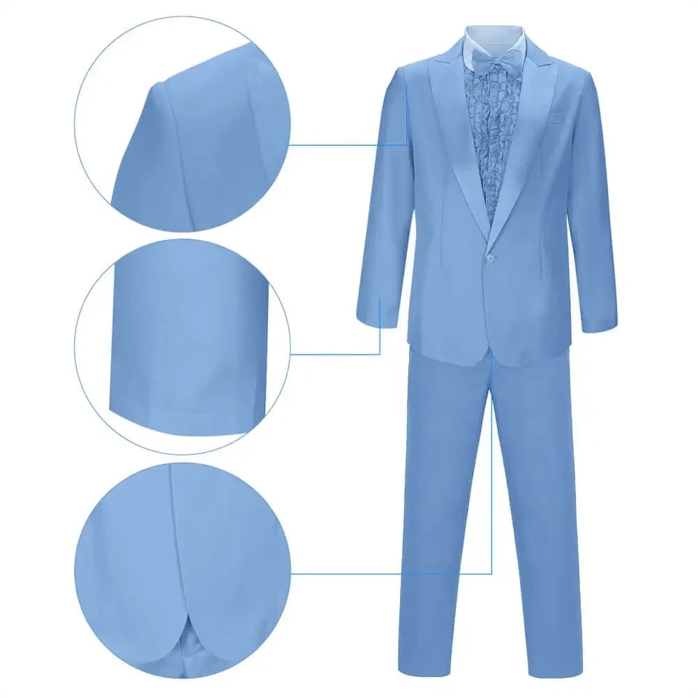 Men's Halloween Tuxedo Costume with Ruffled Shirt Bow Tie and Top Hat Party Outfit - Image 6
