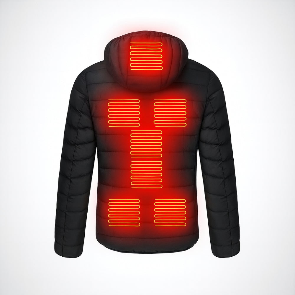 Men's Heated Puffer Jacket with Temperature Control and Quilted Hood for Winter Outdoor Warming - Image 2