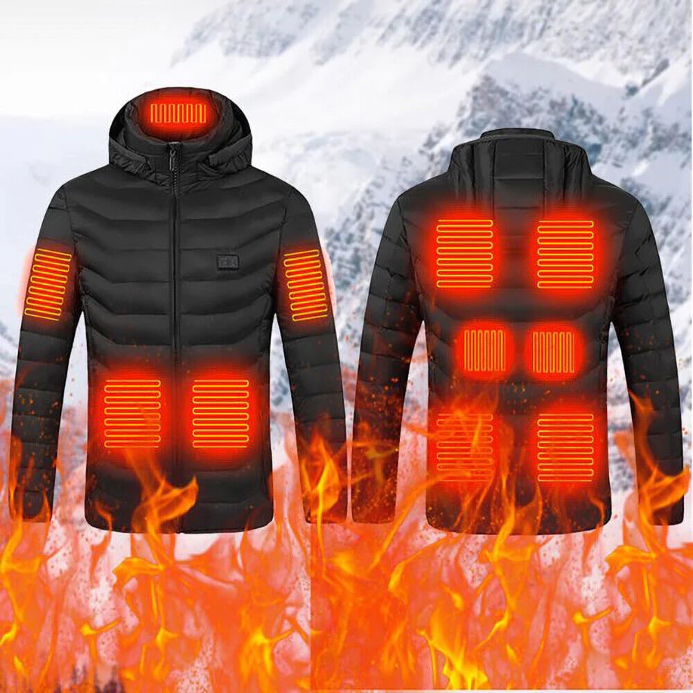 Men's Heated Puffer Jacket with Temperature Control and Quilted Hood for Winter Outdoor Warming - Image 5