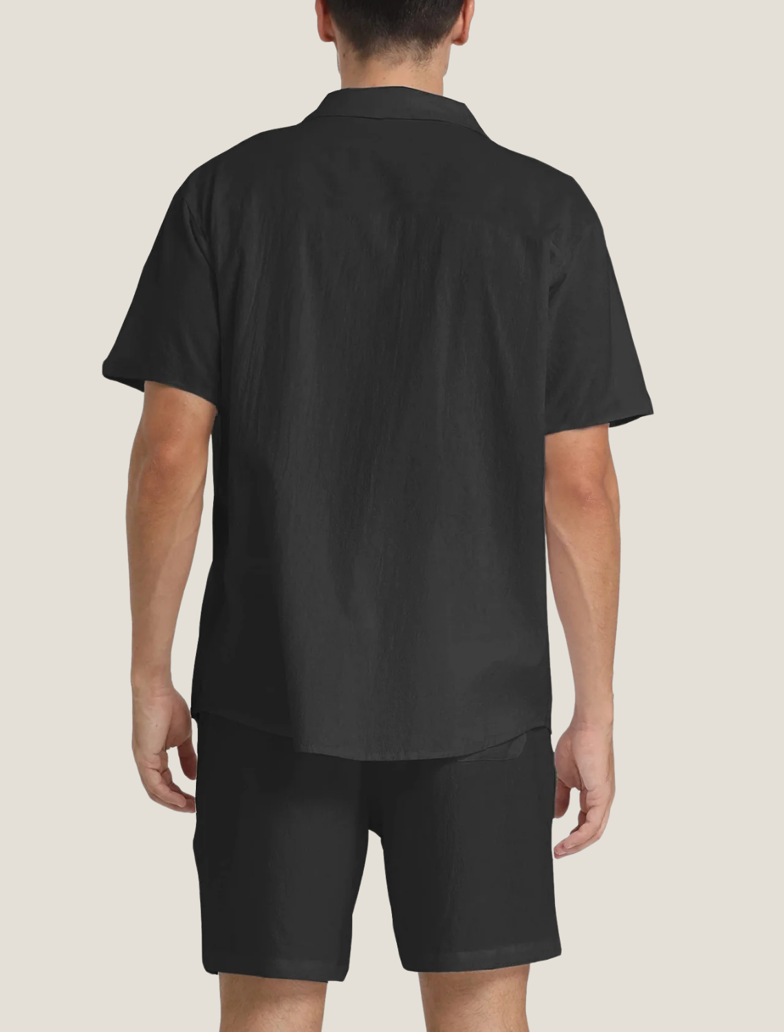 Men's Lightweight Short Sleeve Button Shirt and Shorts Set — side view