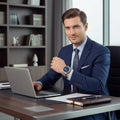 Men's Luxury Dress Watch with Faceted Bezel and Metal Band Under 500 - Image 2