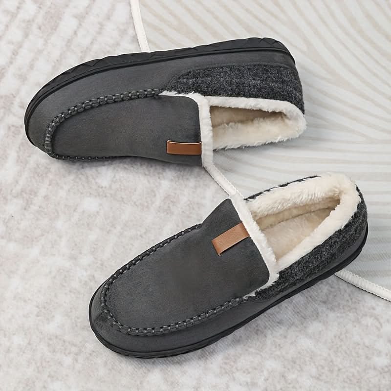 Mens Moccasin Slippers Slip Faux Fur Suede Non Rubber Sole Winter Warm - Image 9