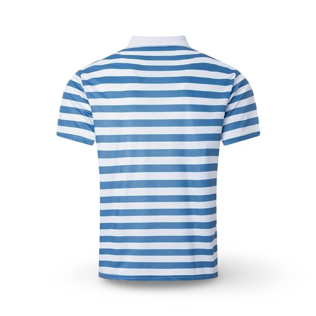 Mens Polo Shirt Striped Short Sleeve Collar Cotton Regular Fit Summer - Image 3