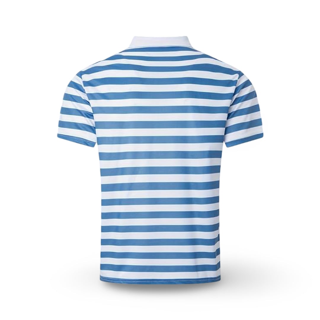 Mens Polo Shirt Striped Short Sleeve Collar Cotton Regular Fit Summer - Image 3