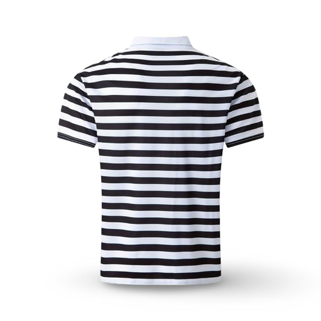 Mens Polo Shirt Striped Short Sleeve Collar Cotton Regular Fit Summer - Image 5