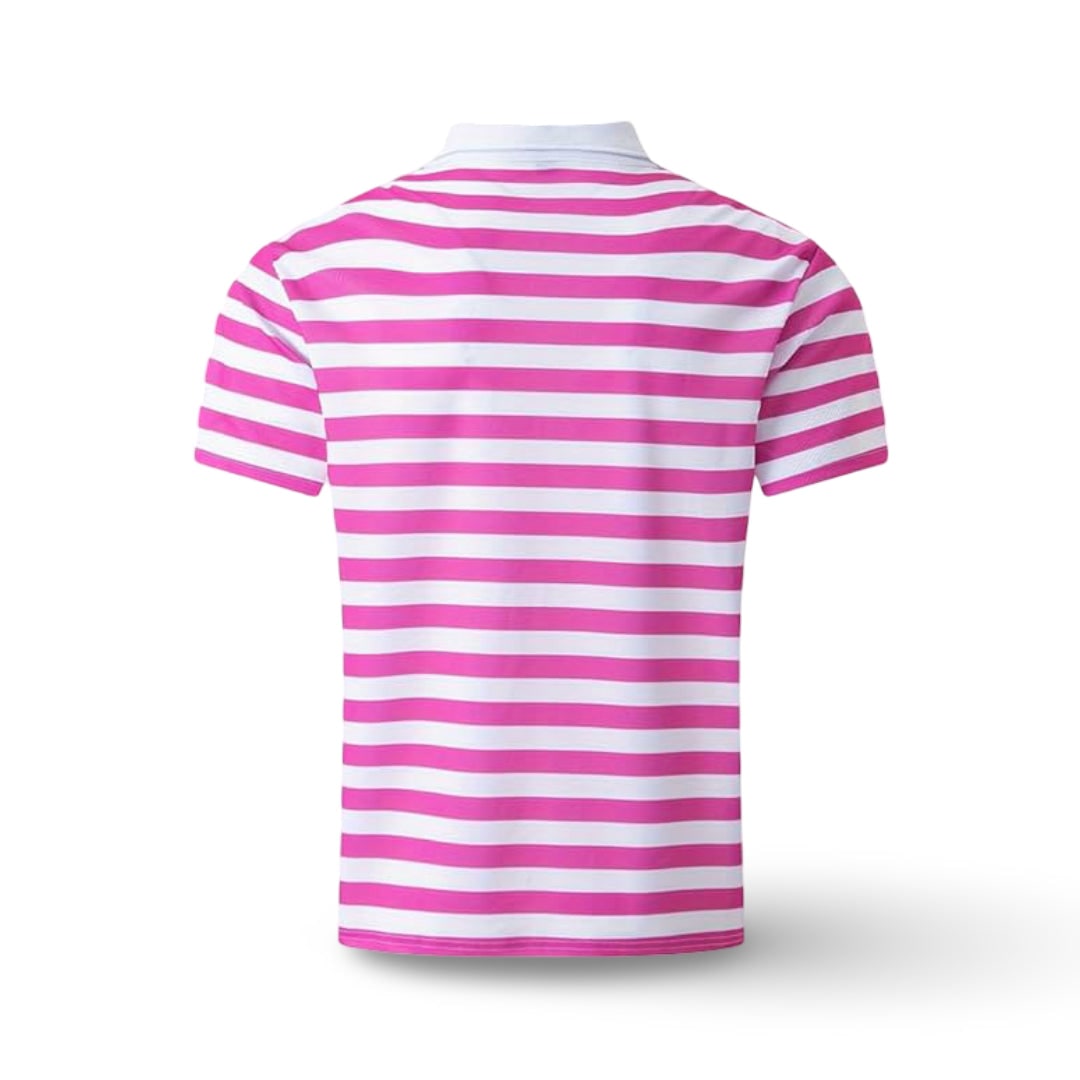 Mens Polo Shirt Striped Short Sleeve Collar Cotton Regular Fit Summer - Image 7
