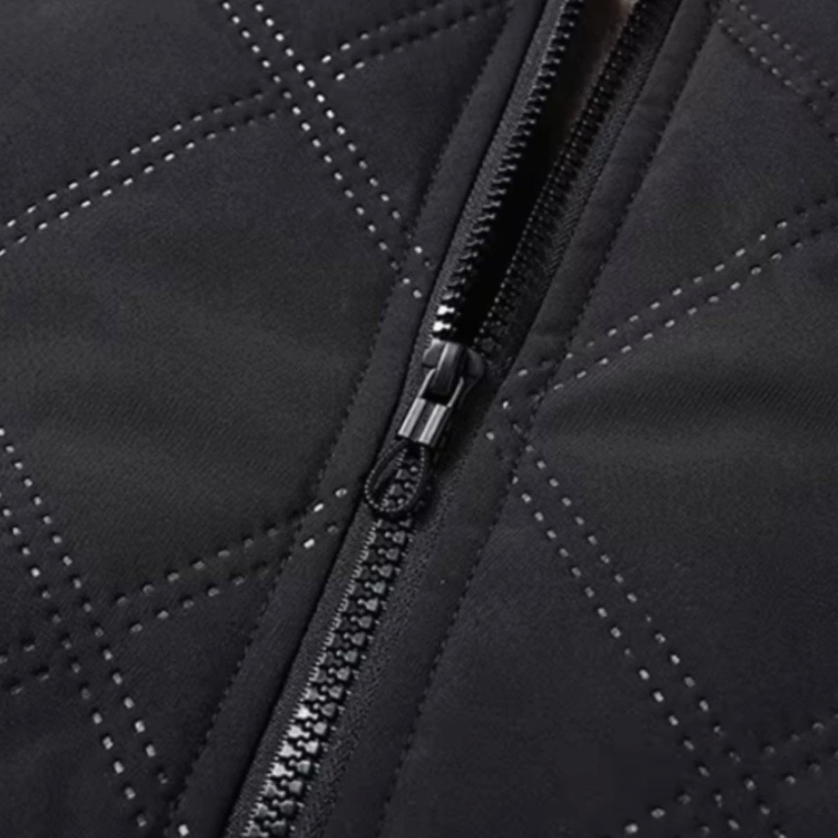 Men's Quilted Jacket with Fleece Lining Diamond Shell and High Stand Collar - Image 7