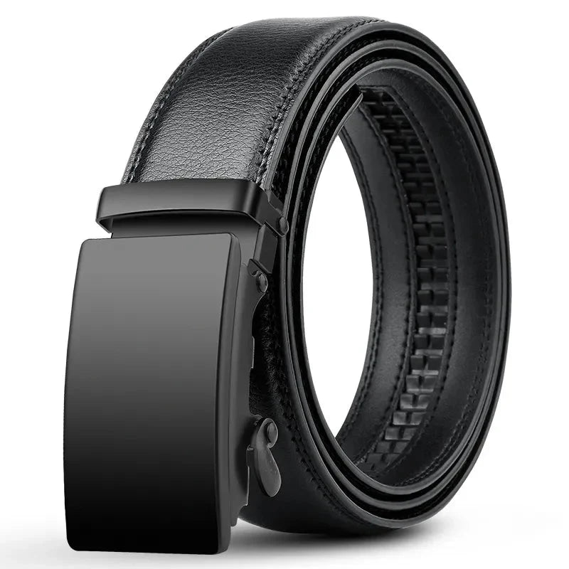 Men's Ratchet Belt with Automatic Leather Buckle and Adjustable Length - Image 1