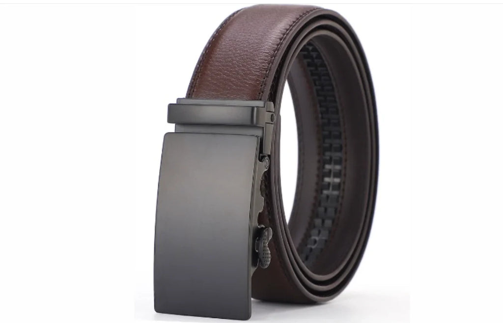 Men's Ratchet Belt with Automatic Leather Buckle and Adjustable Length - Image 2