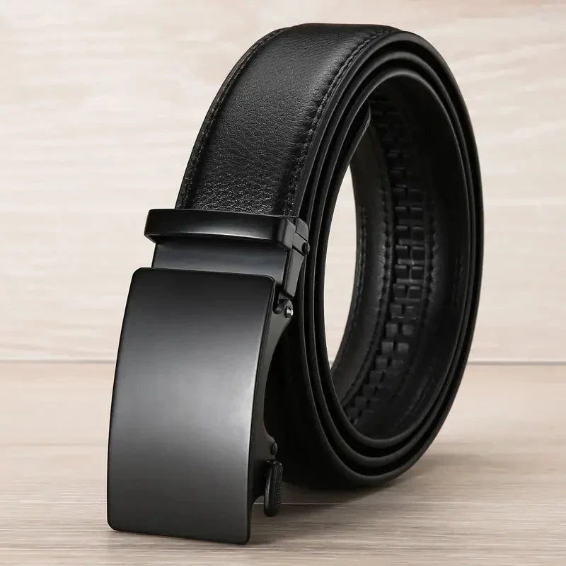 Men's Ratchet Belt with Automatic Leather Buckle and Adjustable Length - Image 5