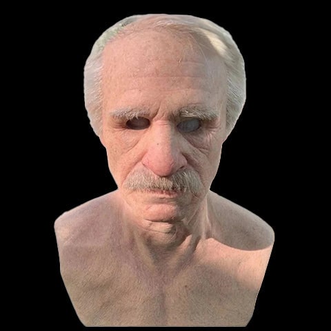 Men's Realistic Old Man Mask with Silicone Chest Bib and Lifelike Facial Details - Image 11