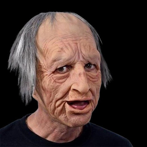 Men's Realistic Old Man Mask with Silicone Chest Bib and Lifelike Facial Details - Image 19