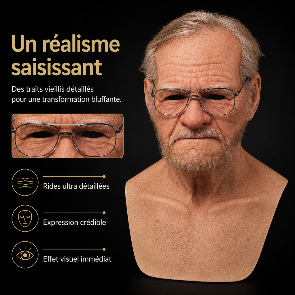 Men's Realistic Old Man Mask with Silicone Chest Bib and Lifelike Facial Details - Image 3