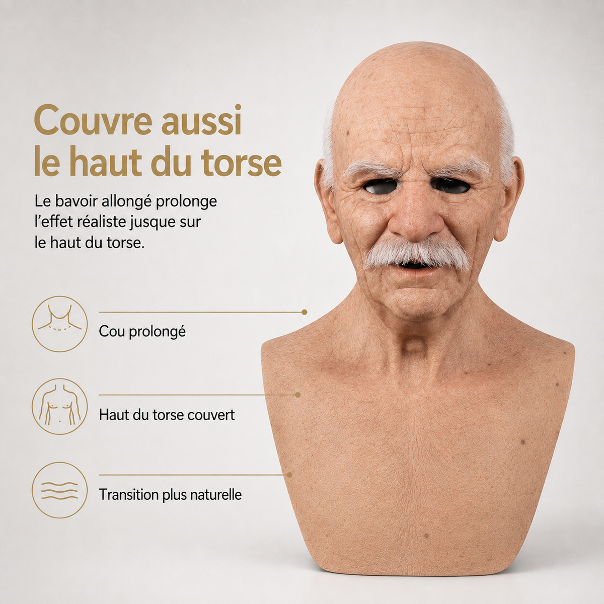 Men's Realistic Old Man Mask with Silicone Chest Bib and Lifelike Facial Details - Image 5