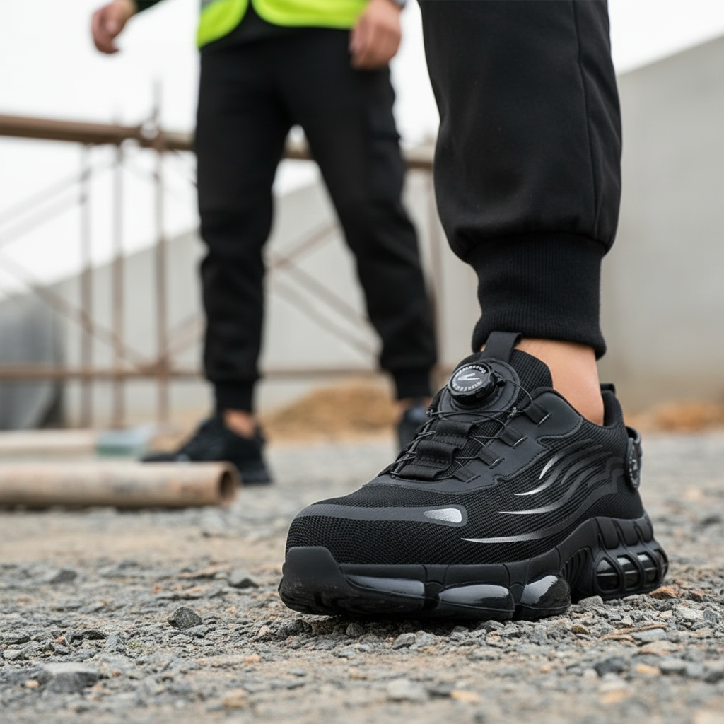 Men's Steel Toe Shoes with Rotary Dial Lacing and Cushioned Sneaker Sole for Work - Image 3