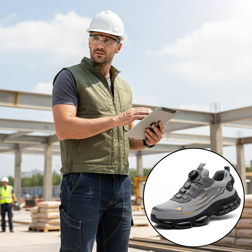 Men's Steel Toe Shoes with Rotary Dial Lacing and Cushioned Sneaker Sole for Work - Image 6